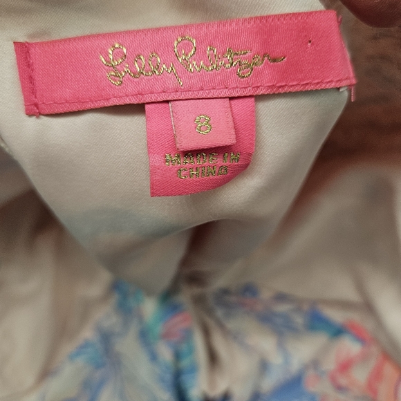 Lilly Pulitzer Bente Jumpsuit maxi blue Peri Viva La Lilly Pink Sz 8 Romper - Picture 14 of 14